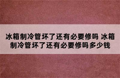 冰箱制冷管坏了还有必要修吗 冰箱制冷管坏了还有必要修吗多少钱